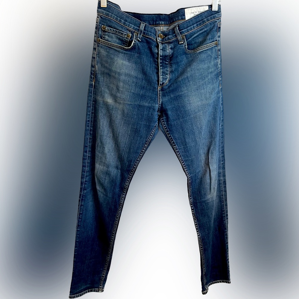 Rag & Bone Fit 2 Slim Blue Jeans Medium Wash Denim has a little stretch